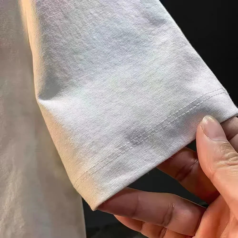 Men's and Women's Short-sleeved T-shirts, Pure Cotton, Luxurious, High Quality, English Print, Brand, Summer Ins Y2k Hot Sell