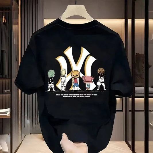 Men's and Women's Short-sleeved T-shirts, Pure Cotton, Luxurious, High Quality, English Print, Brand, Summer Ins Y2k Hot Sell