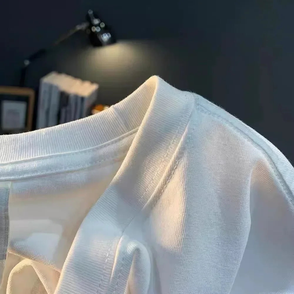 Men's and Women's Short-sleeved T-shirts, Pure Cotton, Luxurious, High Quality, English Print, Brand, Summer Ins Y2k Hot Sell
