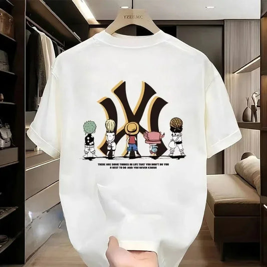 Men's and Women's Short-sleeved T-shirts, Pure Cotton, Luxurious, High Quality, English Print, Brand, Summer Ins Y2k Hot Sell